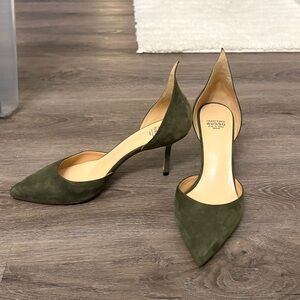 Francesco Russo D’Orsay Green Camposcio Heel pointed toe suede olive 37.5 1/2